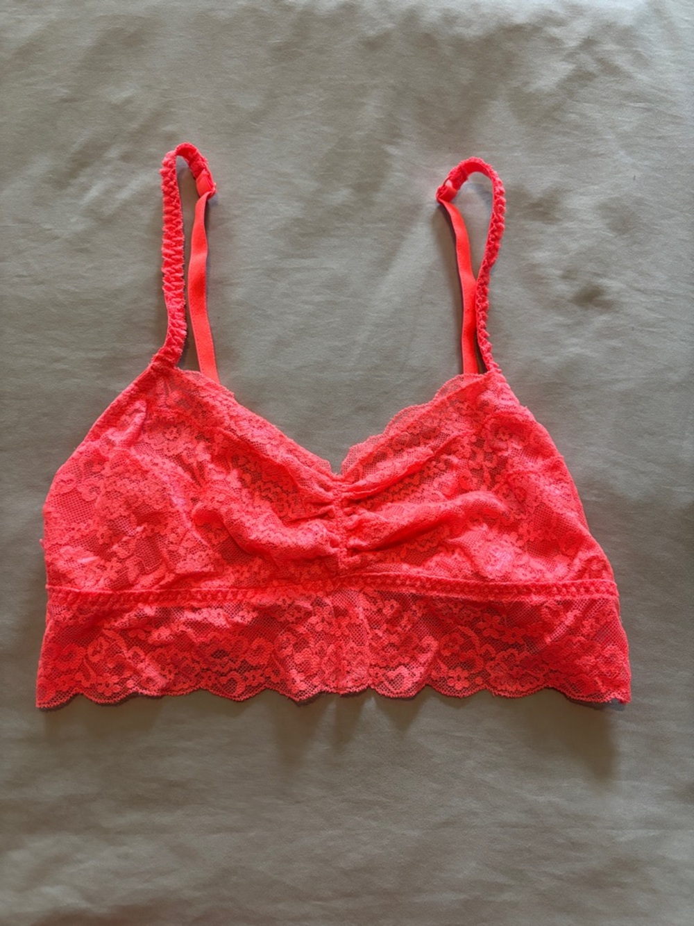 PINK Lace Bralette with Adjustable Straps - Coral